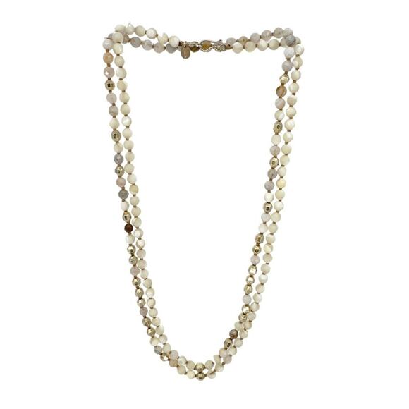 CHAN LUU Semi-Precious Necklace or Wrap Bracelet in White & Gold - Picture 1 of 7